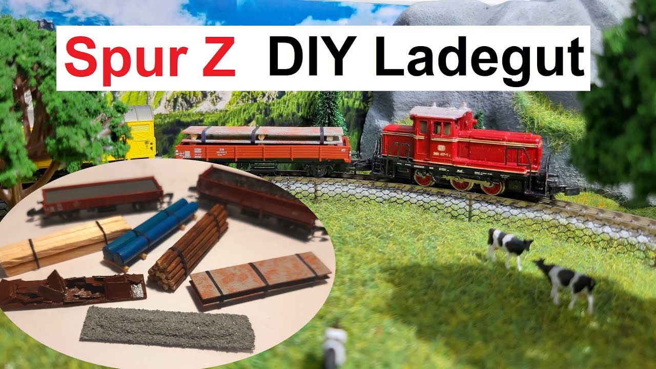 Spur Z Ladegut | Brammen, Coils, Holz, Rohre, Balken, Kies und mehr | DIY Modellbahn Ladegut