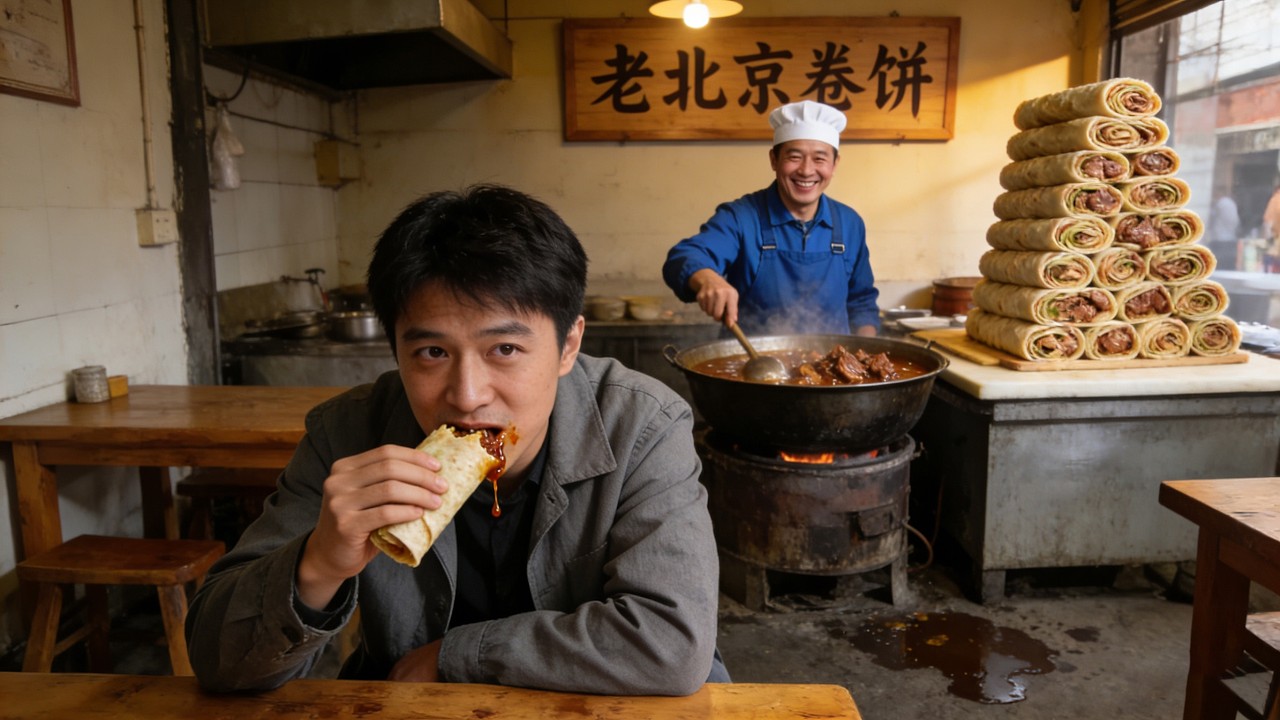 老北京家传烂肉卷饼，98岁姥姥秘方，4种肉做馅儿，街坊领居都说好吃！【味道掌门】