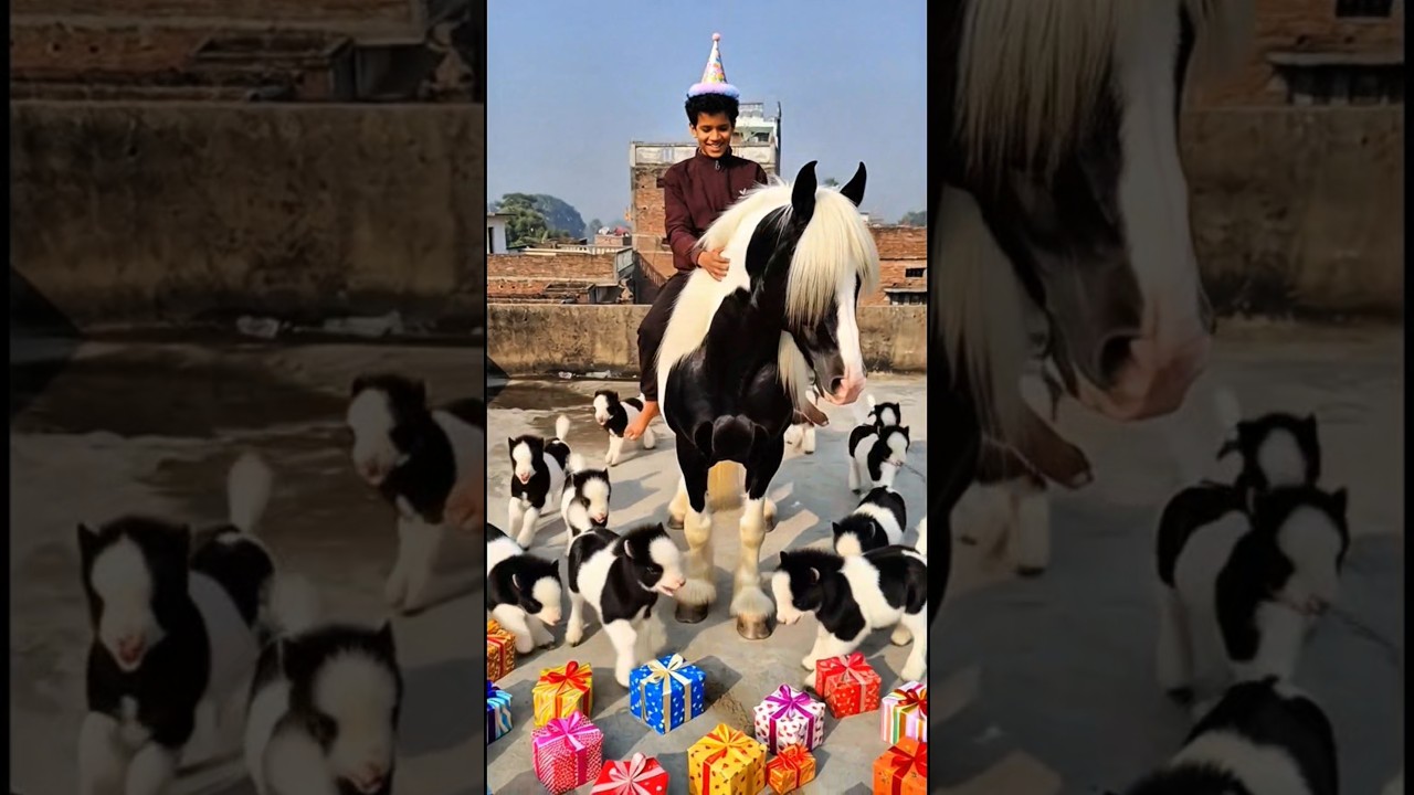 hourse child 🎉🐴got a birthday surprise 😱 