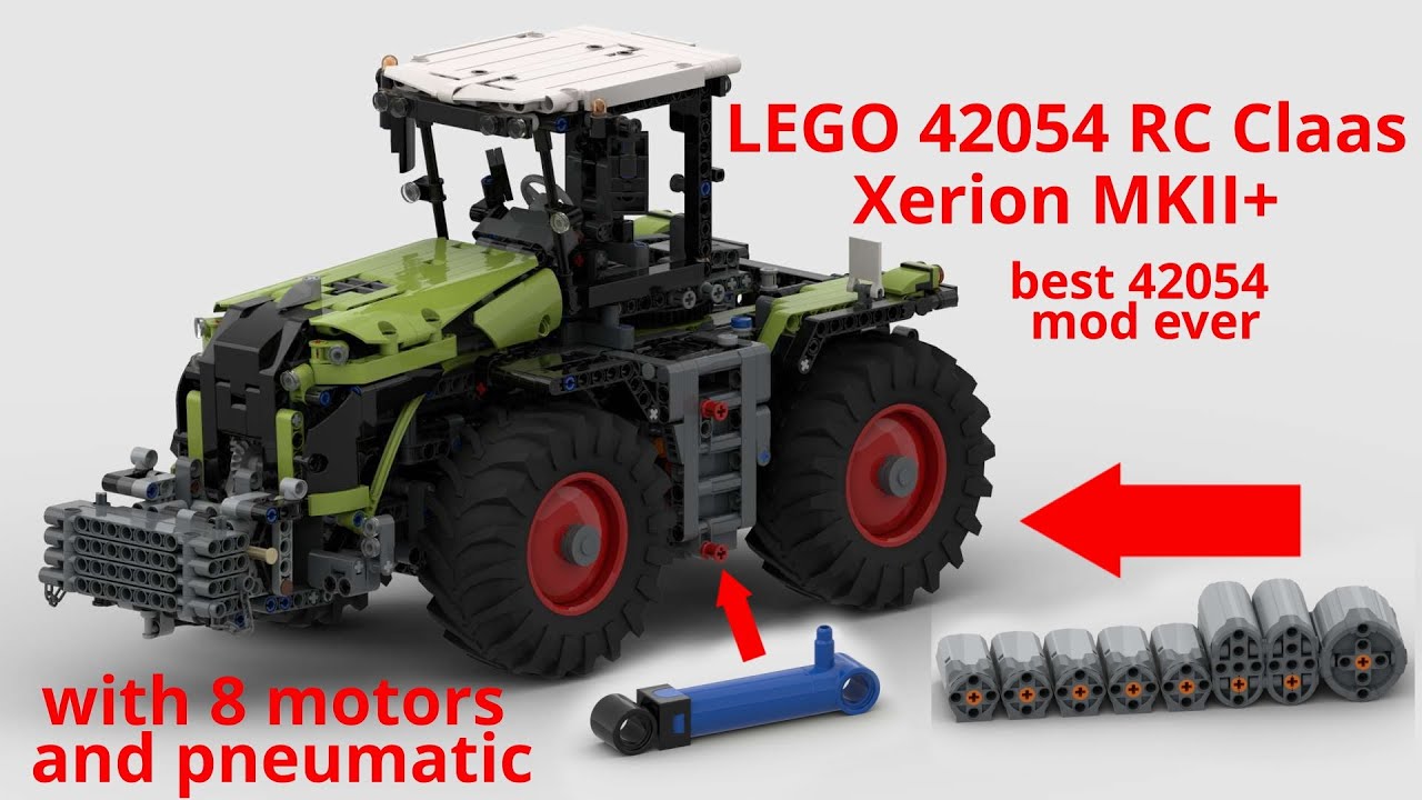 LEGO 42054 RC Claas Xerion MKII+ mod with 8 motors and pneumatic - the best 42054 mod ever