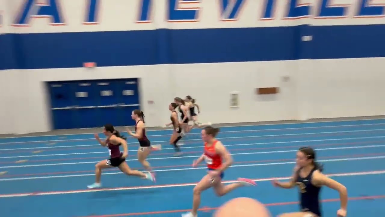 2026 UWEC indoor conference women’s 60m Happe, Algrem