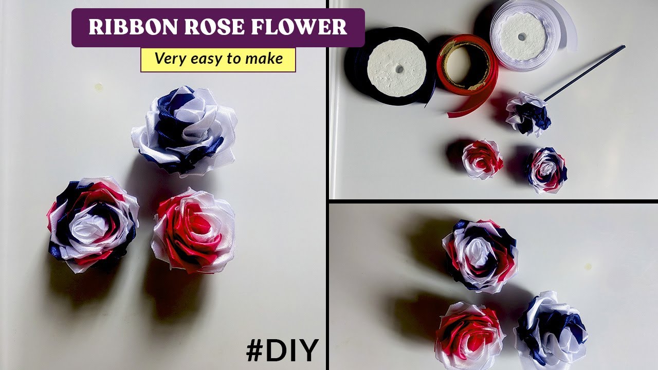 From Ribbon to Rose 🌹 | Stunning Satin Flower DIY | Step-by-Step Rose Flower Making #satinribbonrose