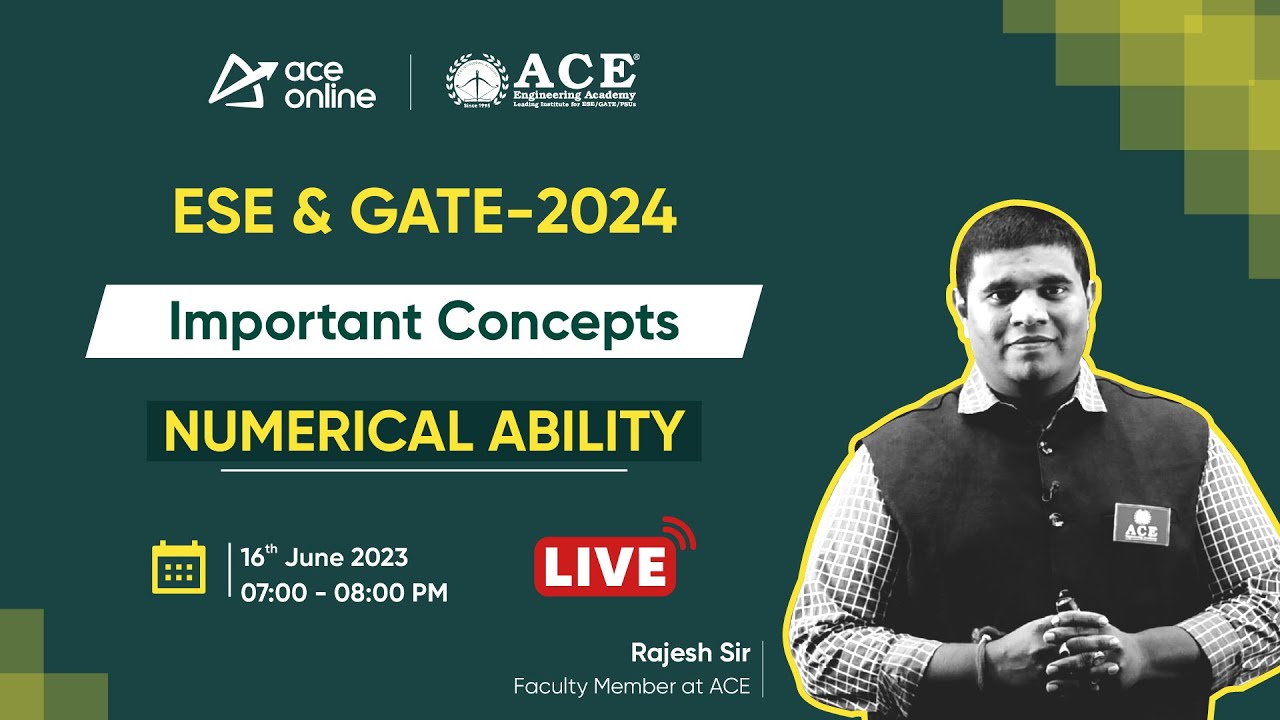 Numerical Ability: Important Concepts and Questions for GATE & ESE 2024 | Rajesh sir | ACE Online