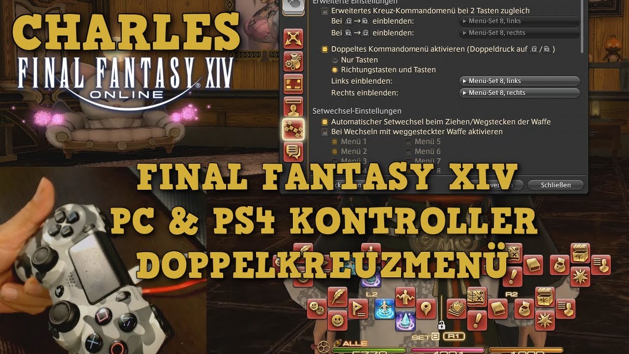 FFXIV - PC, PS4, PS5, Xbox Doppelkreuzmenü -  Anlegen, Einstellungen, Belegung