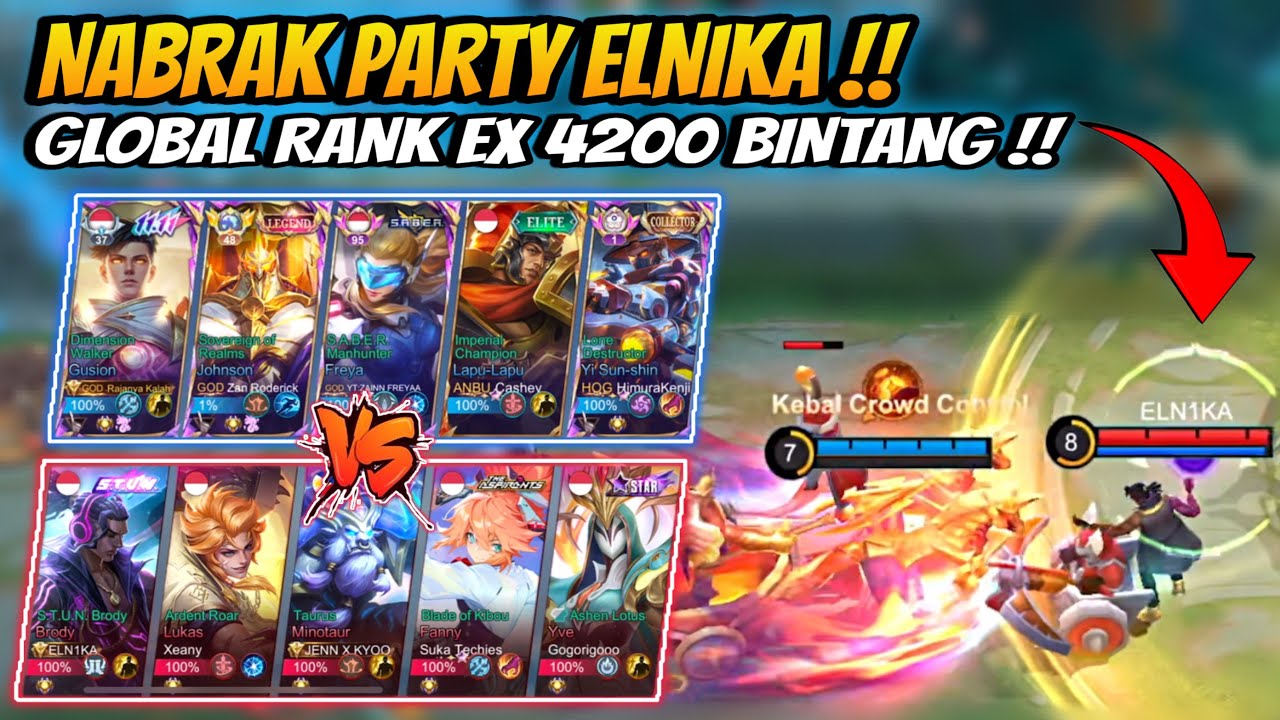Nabrak Party ELNIKA !! Top Global Rank Ex 4200 Bintang !!😱 Meta Ciki Vs Elnika!🔥