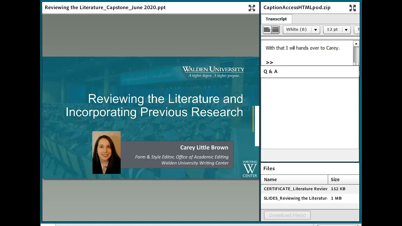 Writing the Literature Review June 2020