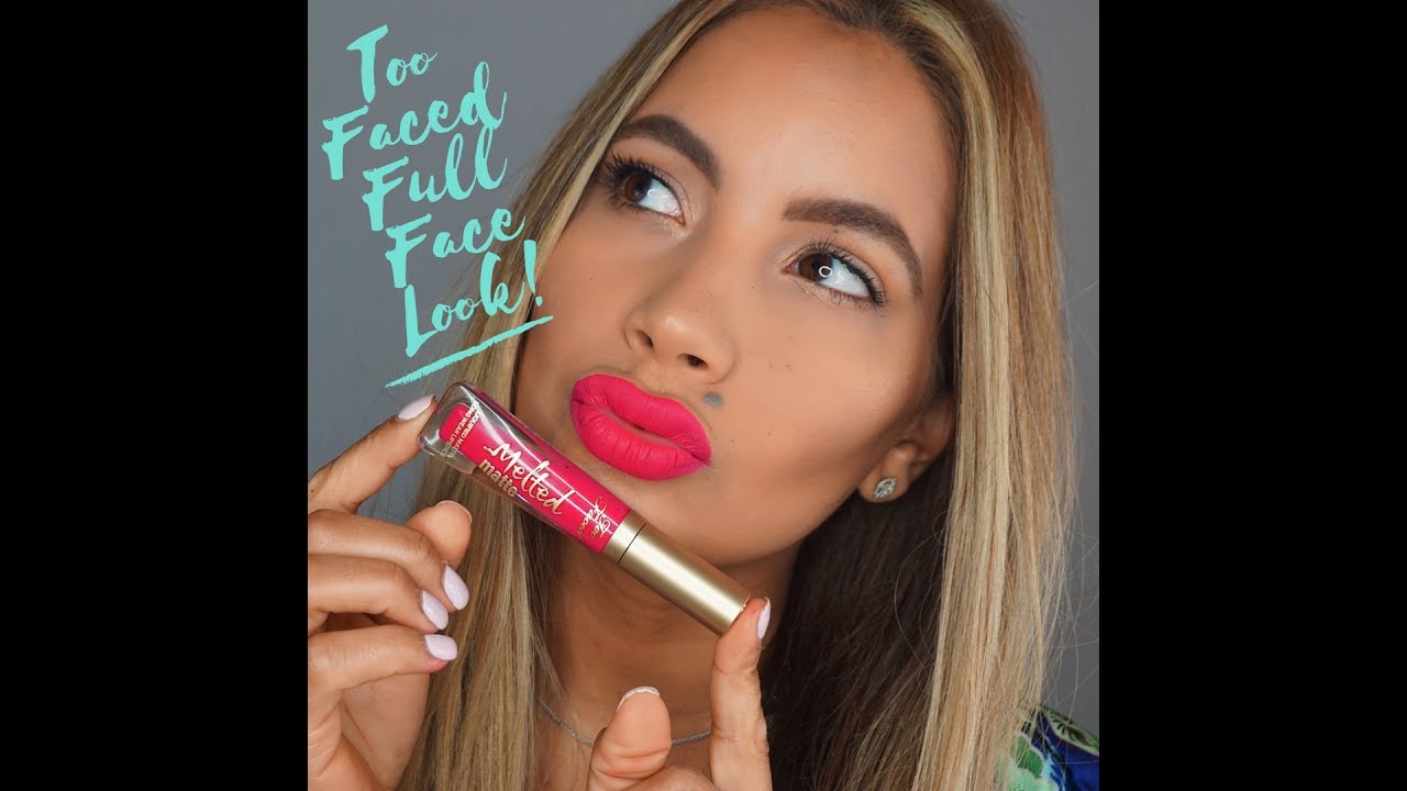 Full Face One Brand Tutorial: Too Faced Cosmetics/ Minimal Face Makeup Bright Lips!