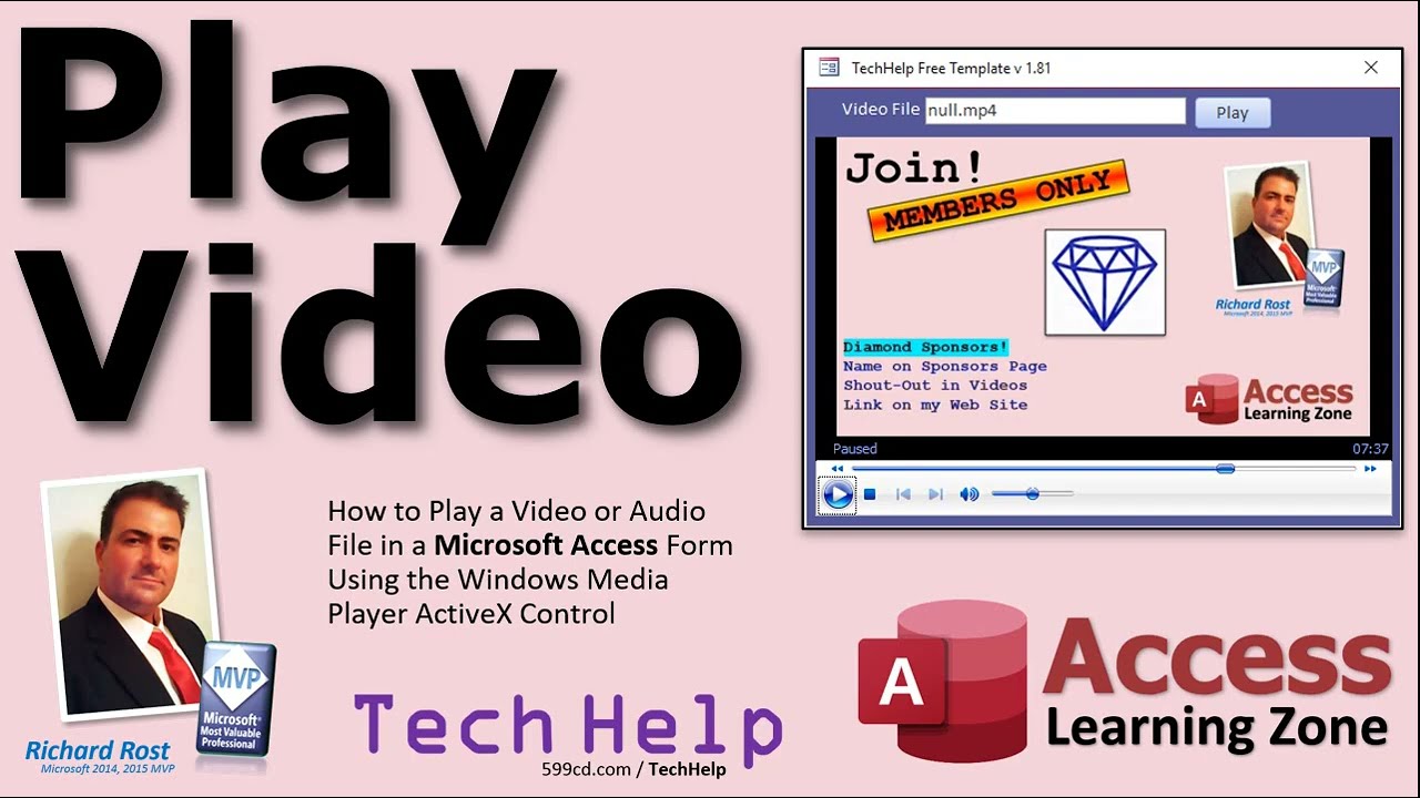 How to Play a Video or Audio File in a Microsoft Access Form Using the Windows Media Player Control