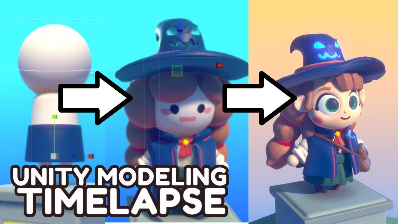 Sculpting a cute witch(Little Witch in the Woods) with Clayxels in Unity