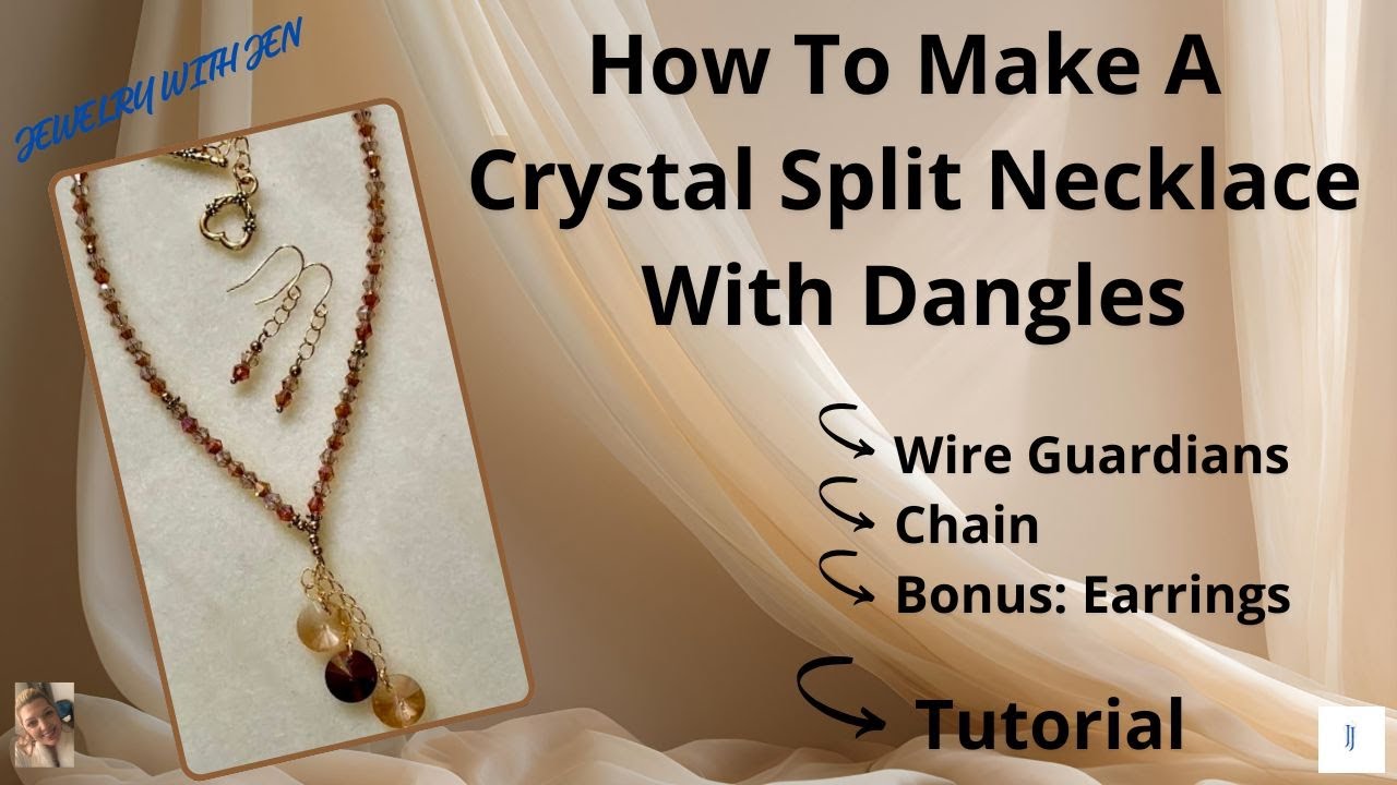 How to Make a Crystal Split Necklace with Chain & Wire Guardians - Bonus Earrings #jewelrytutorial