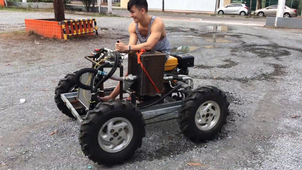 Mini-trator Hidraulico 4x4 caseiro  / Homemade Hydraulic Mini-tractor 4x4