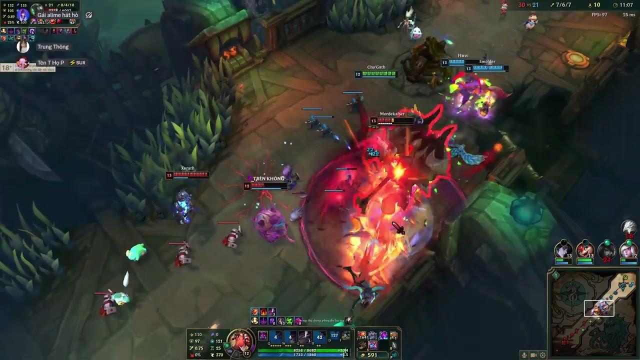 Cho'Gath 18K MÁU 2 Lỗi khủng long cộng dồn + 1 lõi đá bay (OP VCL) | LOL (ARAM MAYHEM)
