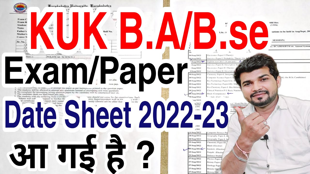 KUK UNIVERSITY Exam Date Sheet Ba 1st year, Bse 2022 || kuk b.a/b.se exam date sheet 2022-23