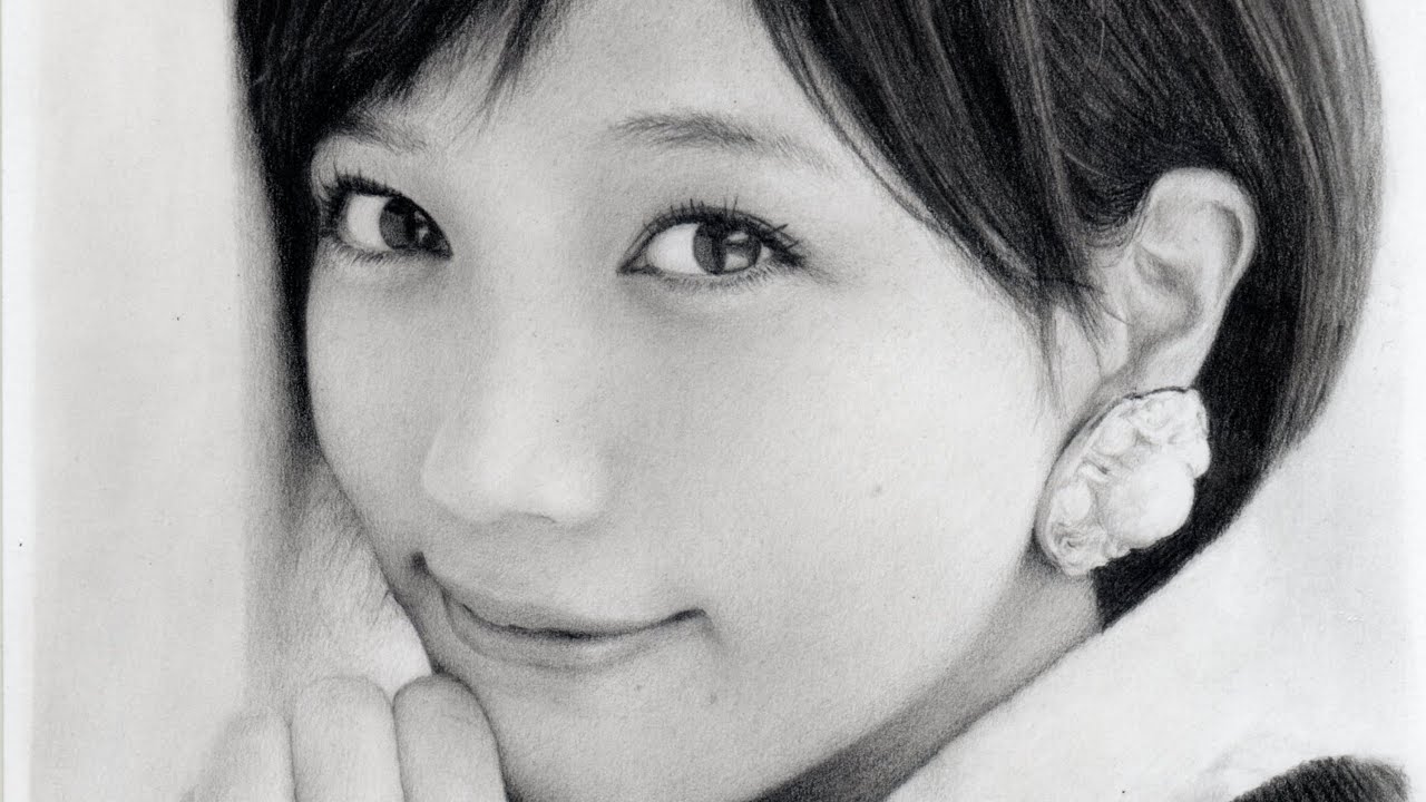 鉛筆画 本田翼 完成までの一部始終 動画 早送り / Tsubasa Honda / Pencil drawing / How To Draw a Realistic Picture.