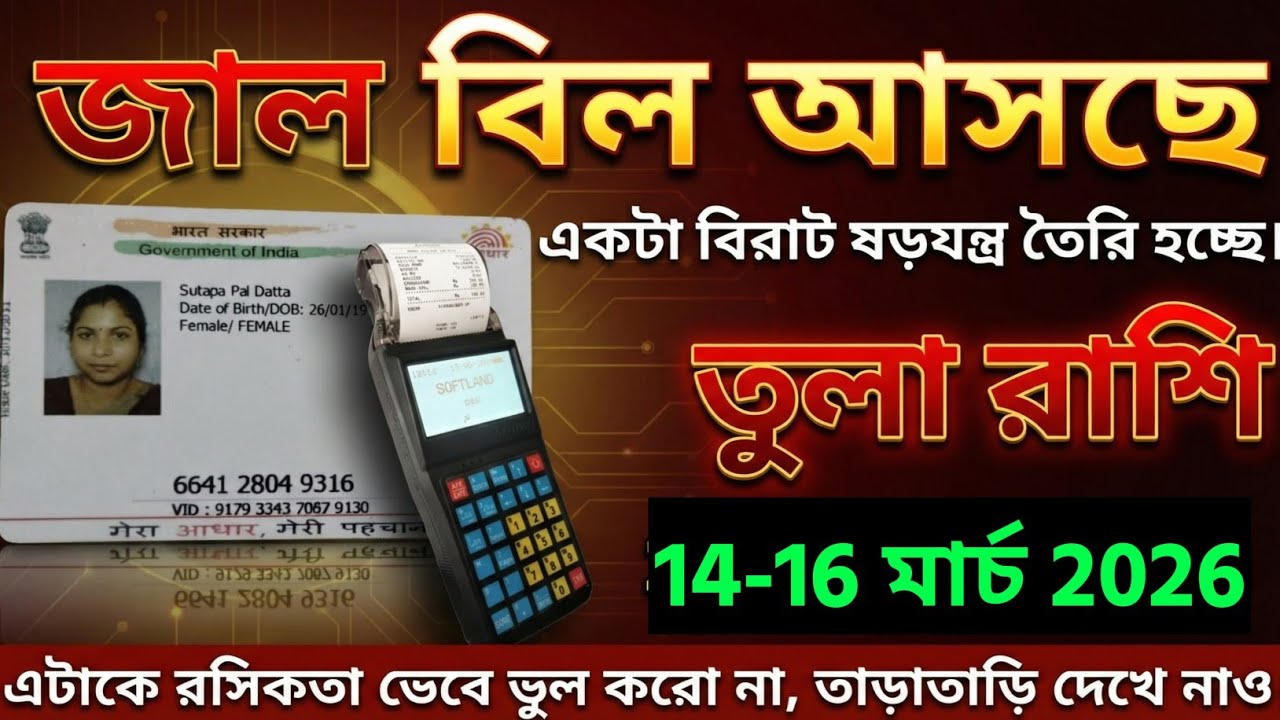 তুলা রাশি,১০-১২ মার্চ, ২০২৬ জাল বিল আসছে একটা বিরাট ষড়যন্ত্র তৈরি হচ্ছে।