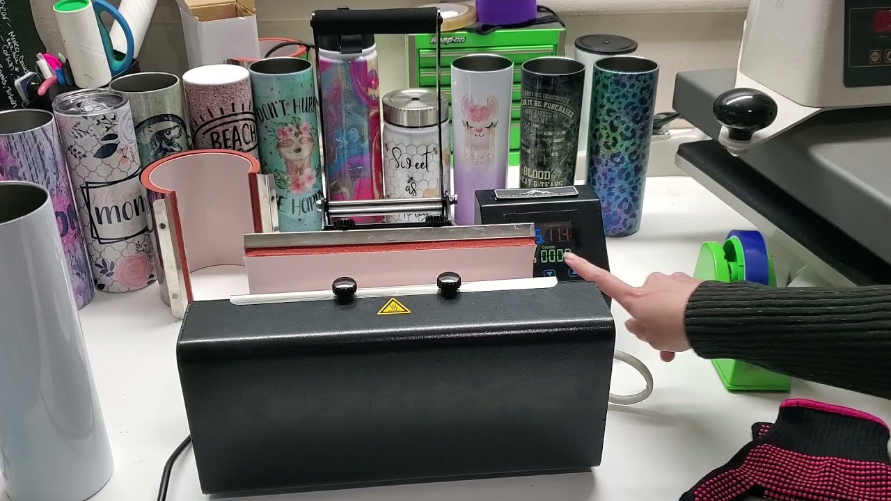 Sublimating a black 30 oz skinny tumbler using the PNW Signature Drinkware/Tumbler Press