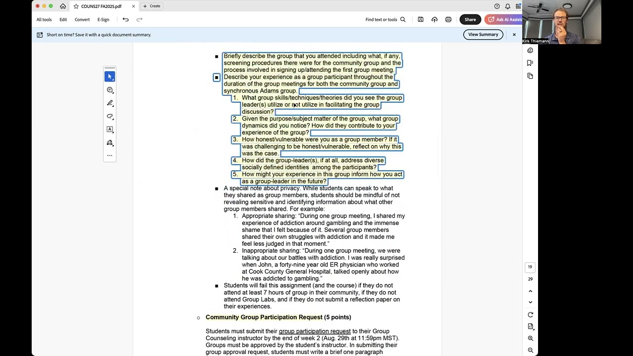 Assignments and Syllabus Review for Fall 2025 COUN 527