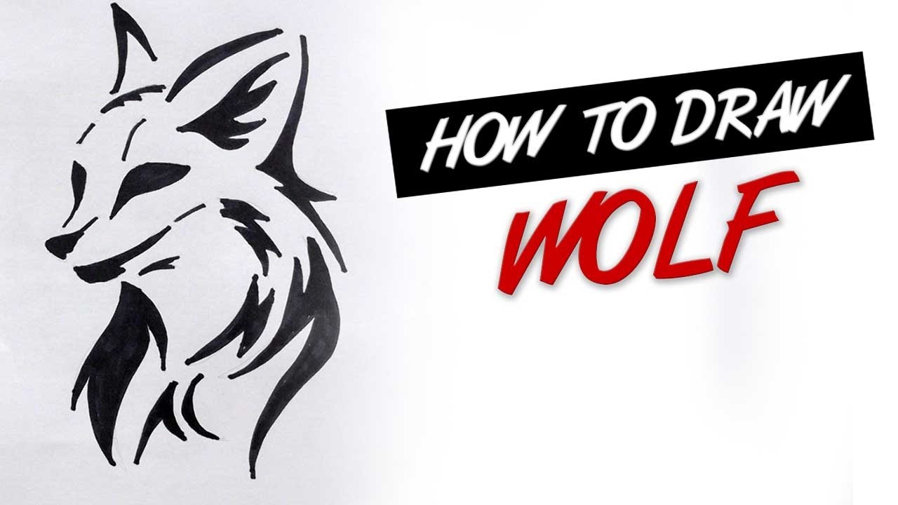 How to draw wolf tribal tattoo design #12