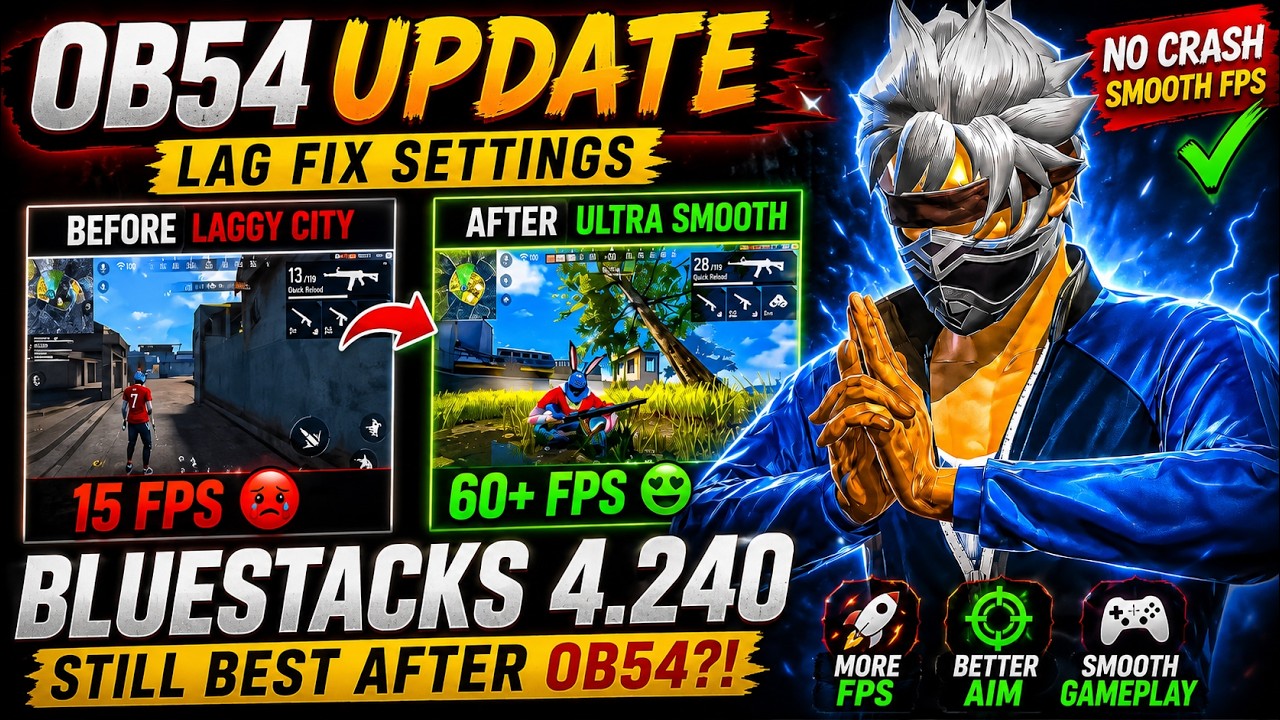 BlueStacks 4.240 Is Working Ultra Smooth After OB54 Update 😱 Best Emulator for Free Fire 2026