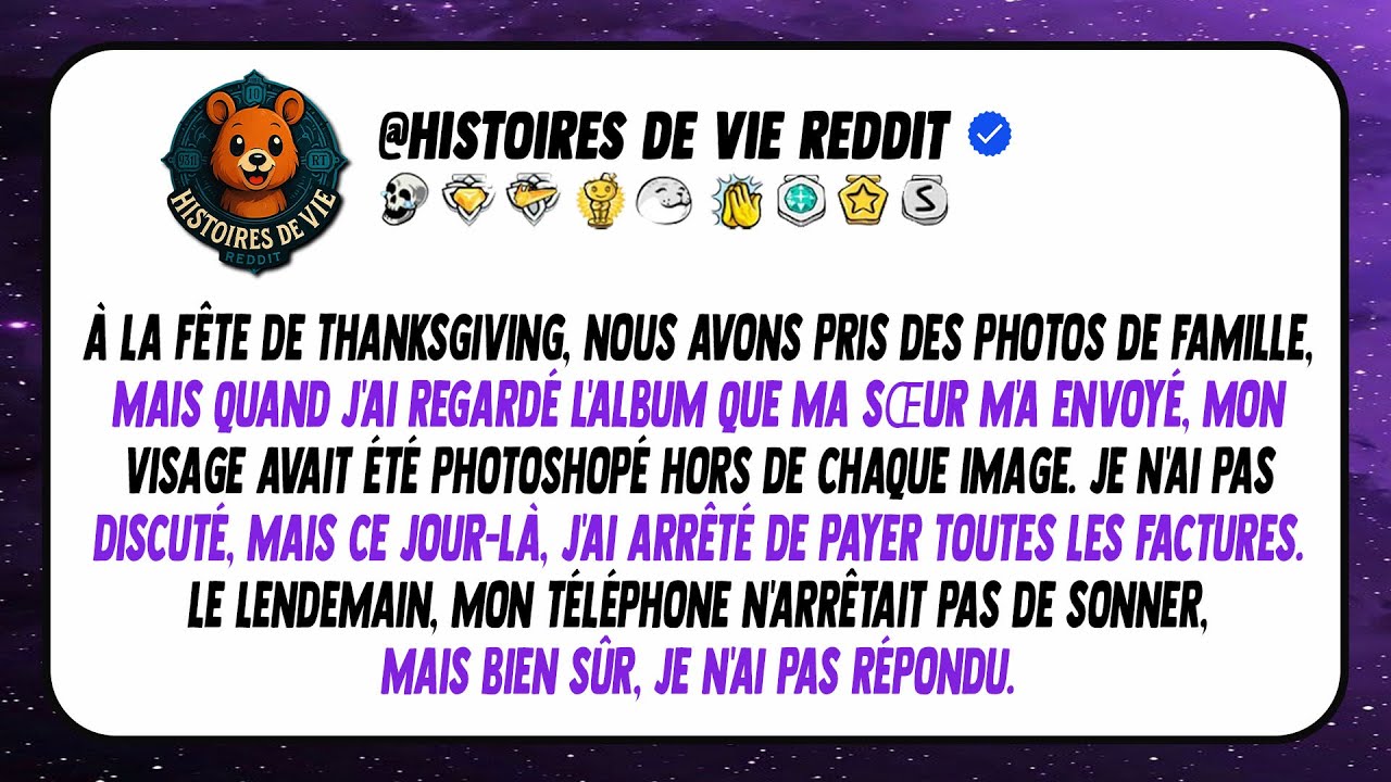 Ma sœur a délibérément photoshoppé mon image de tous les albums.