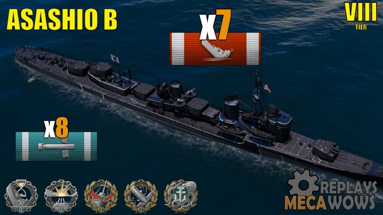 Asashio B 7 Kills & 160k Damage | World of Warships Gameplay