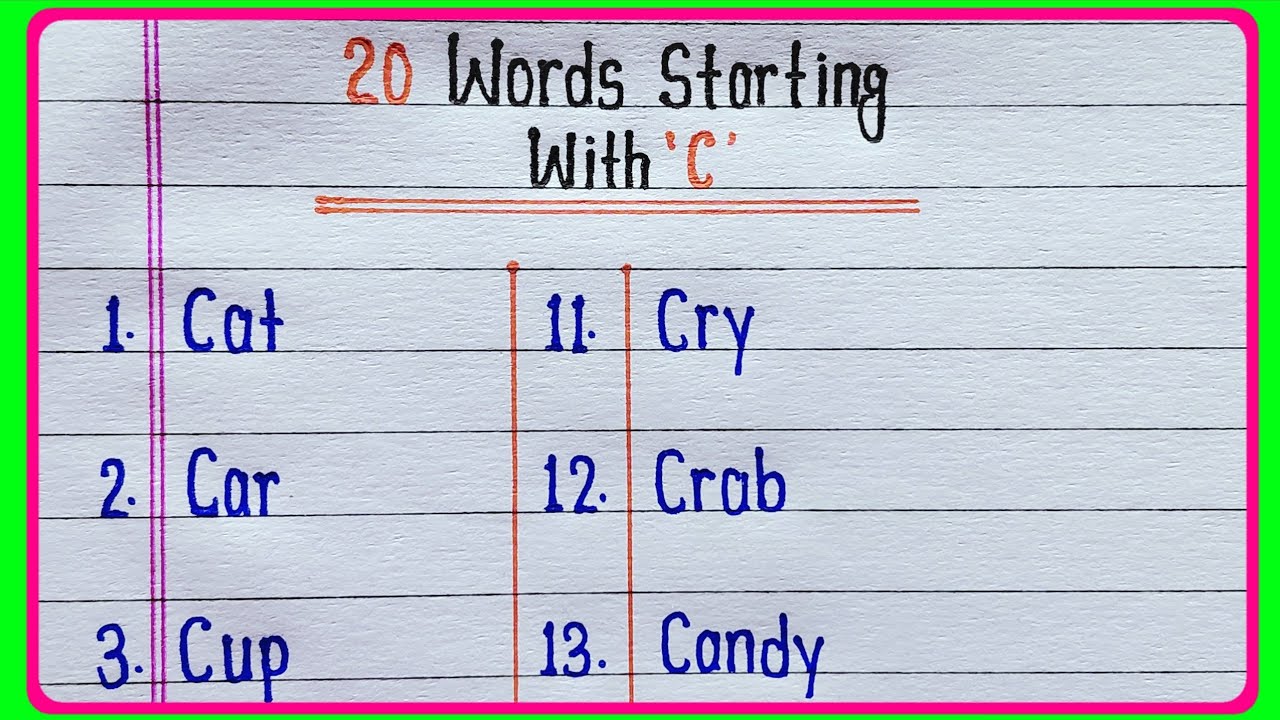 20 Words Starting with 