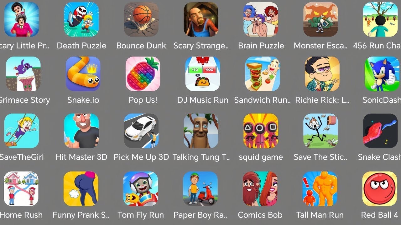 Spranky,Death Puzzle,Scray Little Prankster,Save The Girl,Hit Master 3D,Sonic dash,Red Ball 4