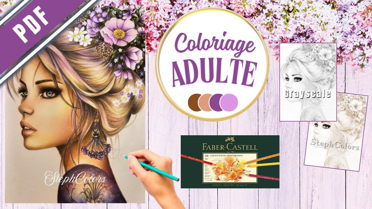 Lila – Coloriage adulte aux crayons de couleur Polychromos @Faber-Castell