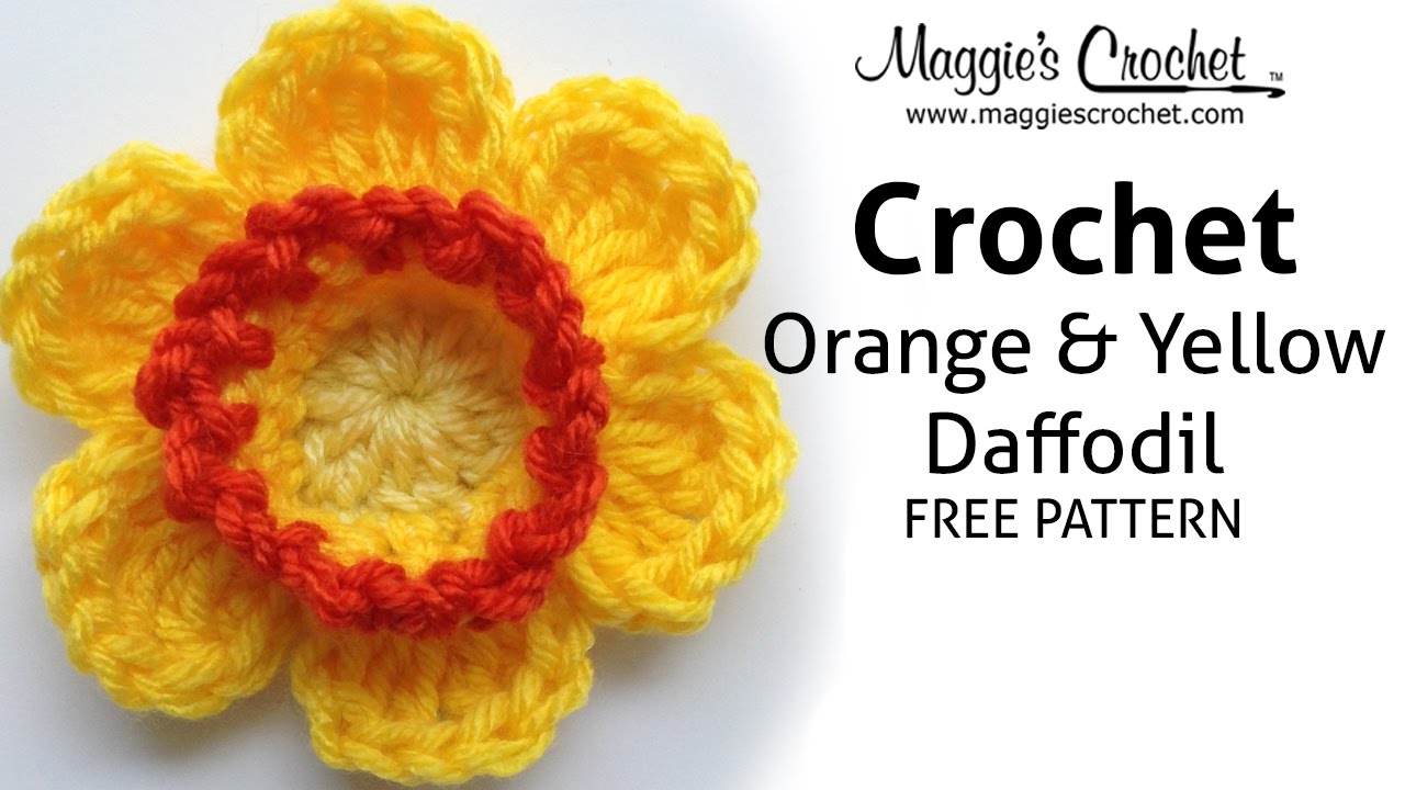 Orange & Yellow Daffodil Free Crochet Pattern - Right Handed