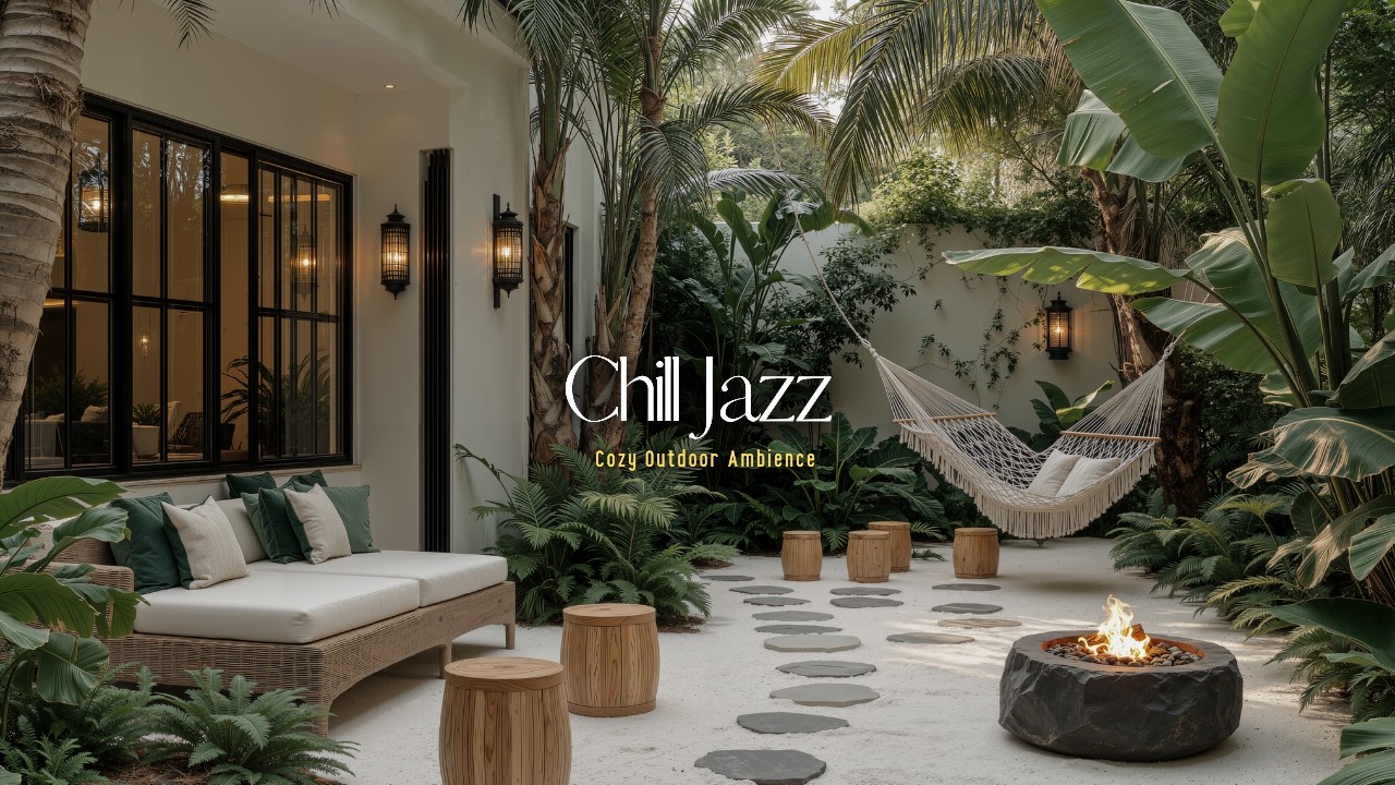 Отдохните В Уютном Тропическом Саду Под Расслабляющую Джазовую Музыку | Джазовая Расслабляющая Ат...