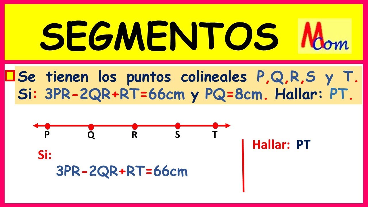 Se tienen los puntos consecutivos P, Q, R, S y T si: 3PR-2QR+RT=66cm y PQ= 8cm. Hallar PT |SEGMENTOS