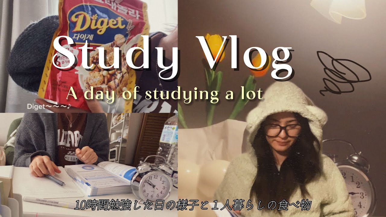 【勉強Vlog】10時間勉強した日の様子と１人暮らしの食べ物＊ITパスポート資格勉強の日々＊