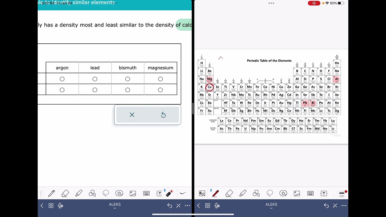 ALEKS: Using the periodic table to identify similar elements