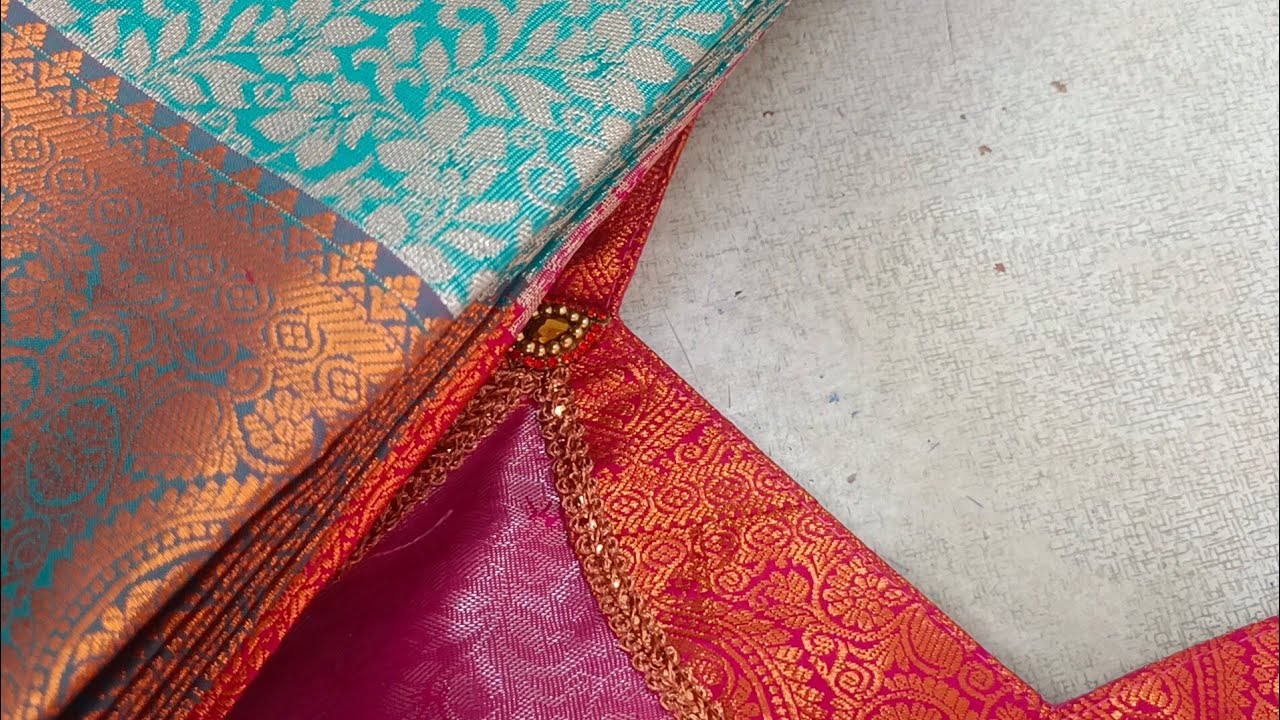 Easy and beautiful neck design cutting and stitching#banarasi silk saree neck design 