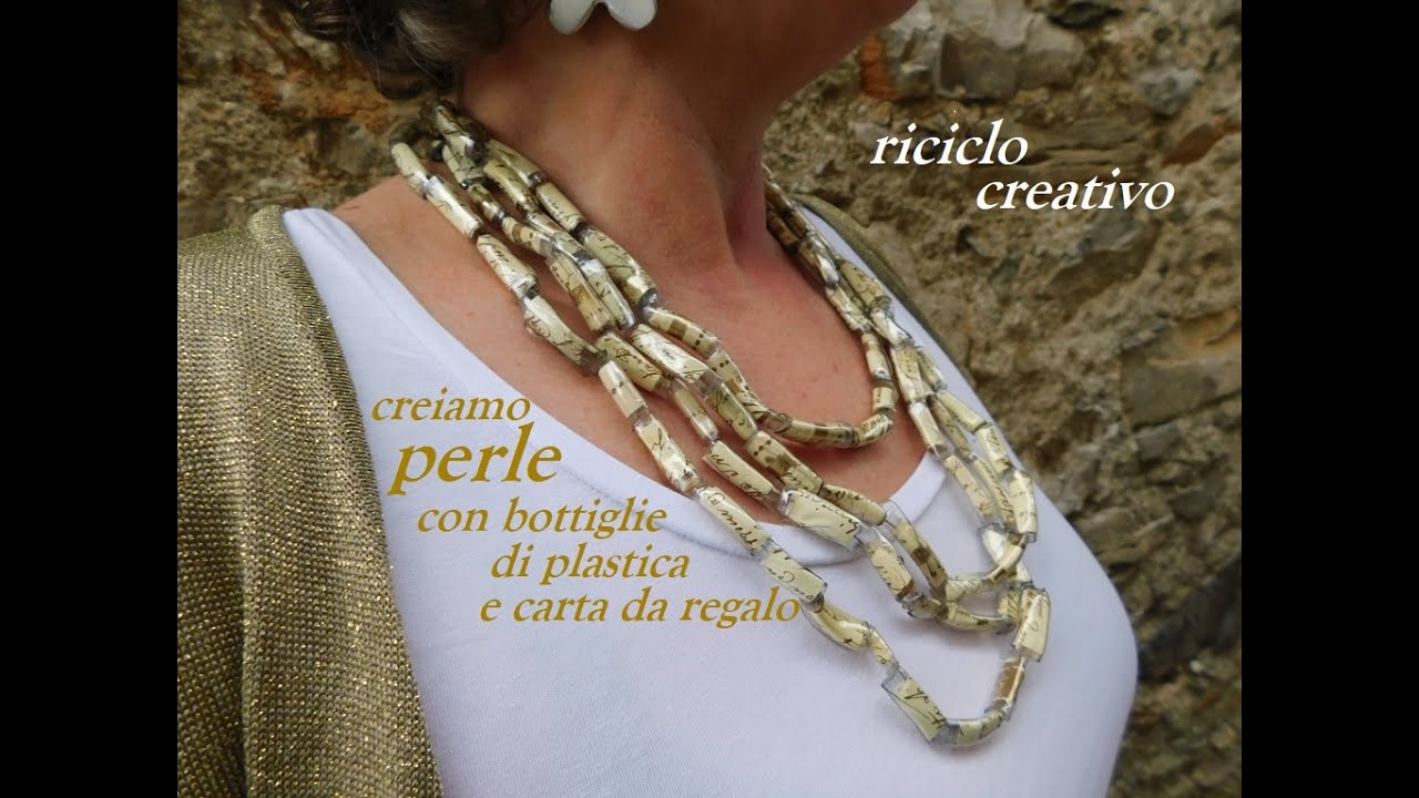 Come fare una collana con bottiglie di plastica e carta da regalo