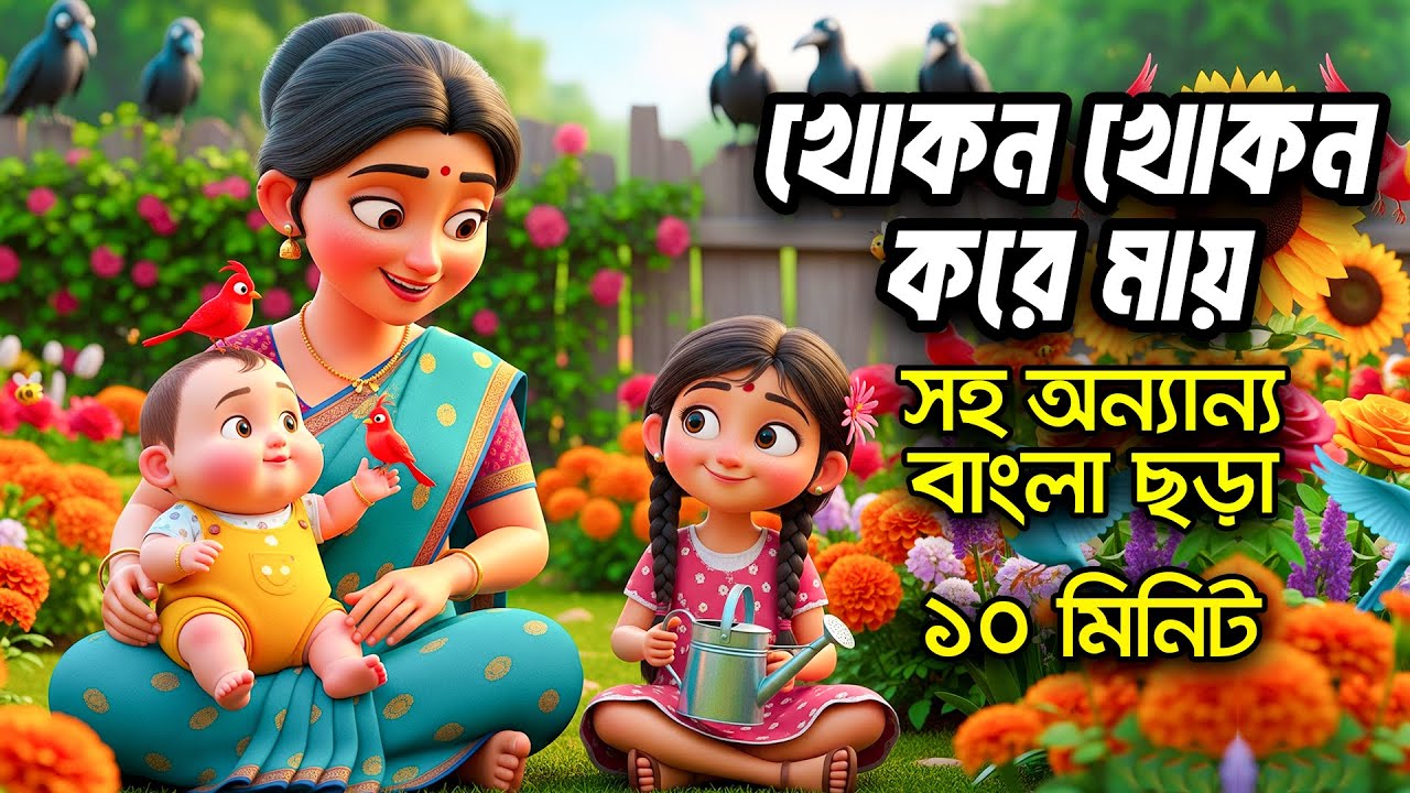 খোকন খোকন করে মায়  I বাংলা ছড়া সমগ্র I 3D Bangla Rhymes I Hutum School Rhymes - বাংলা ছড়া