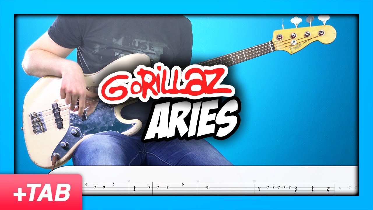 Gorillaz - Aries | Bass Cover with Play Along Tabs