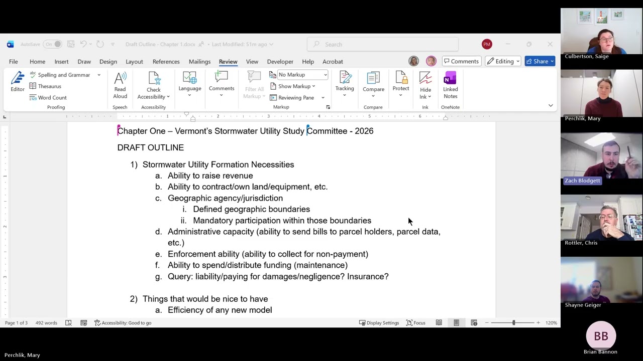 January 30, 2026 Regional Stormwater Utility Study Committee Work Group 1 Meeting