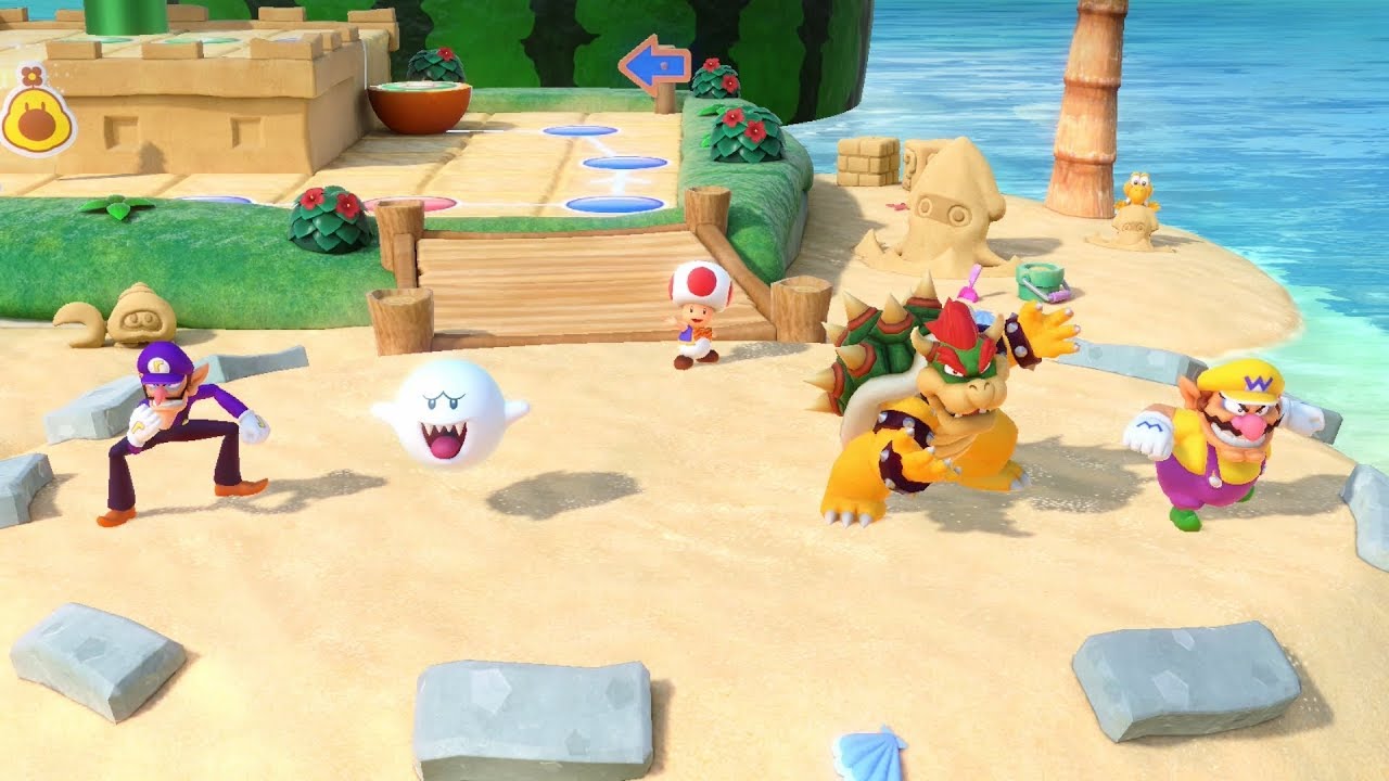 Super Mario Party #41 Megafruit Paradise Waluigi vs Boo vs Bowser vs Wario