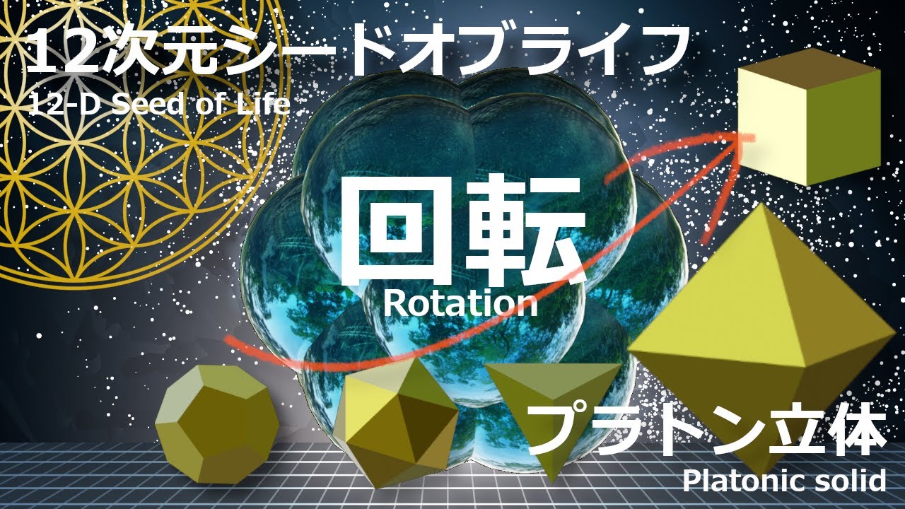 【宇宙のマトリックス？】１２次元フラワーオブライフを回転させてプラトン立体を作る