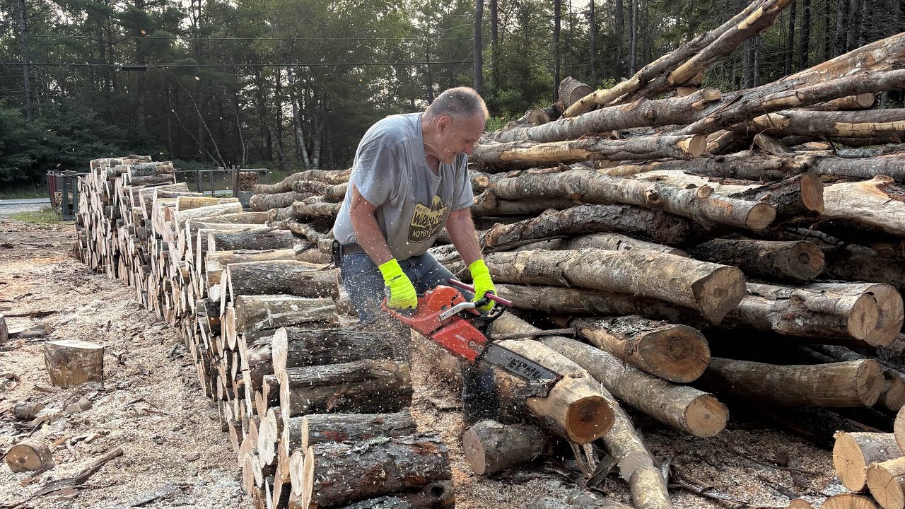 Up before the sun! Sawing firewood with Gramp.