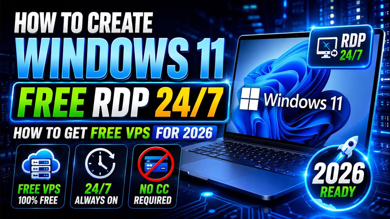 ✅How To Create Windows 11 FREE RDP 24/7 | How to Get Free VPS for 2026 | No CC Required