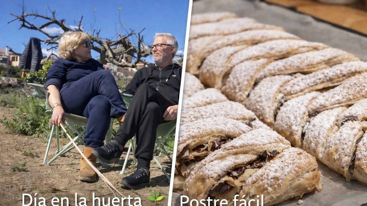 UN DÍA EN LA HUERTA 🌱 + HOJALDRE CON CHOCOLATE Y CREMA DE GALLETA #huerta #recetasfaciles #vidarural