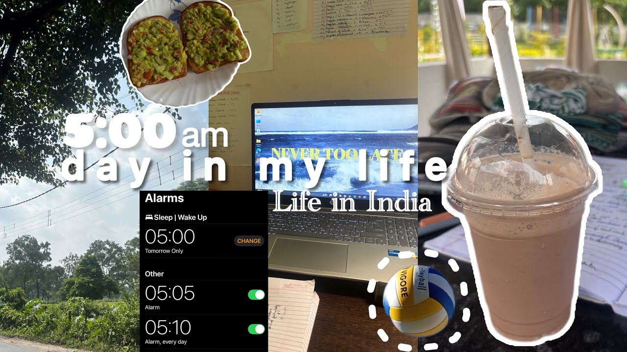 5AM Morning Routine in India | Productive Day in My Life as a Student🎧☕📚🏐