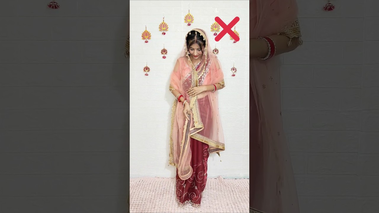 Saree with bridal duppata 101 #saree #rekhamishra #sareedraping