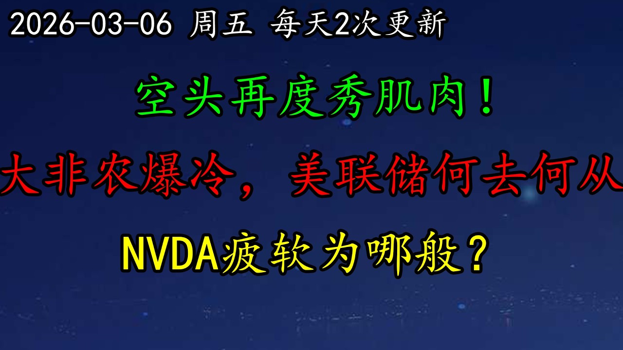 美股 空头再度秀肌肉！大非农爆冷，美联储何去何从？MRVL暴涨，带来一点信心！NVDA疲软为哪般？黄金、白银、原油、TSLA、MSFT、MU、INTC、LLY、MRVL、NVDA