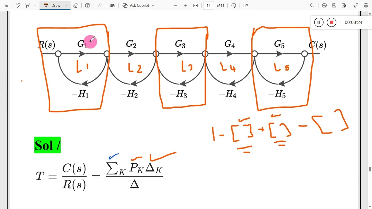 شرح مثالين عن ايجاد Transfer function بواسطة Masons Gain formula