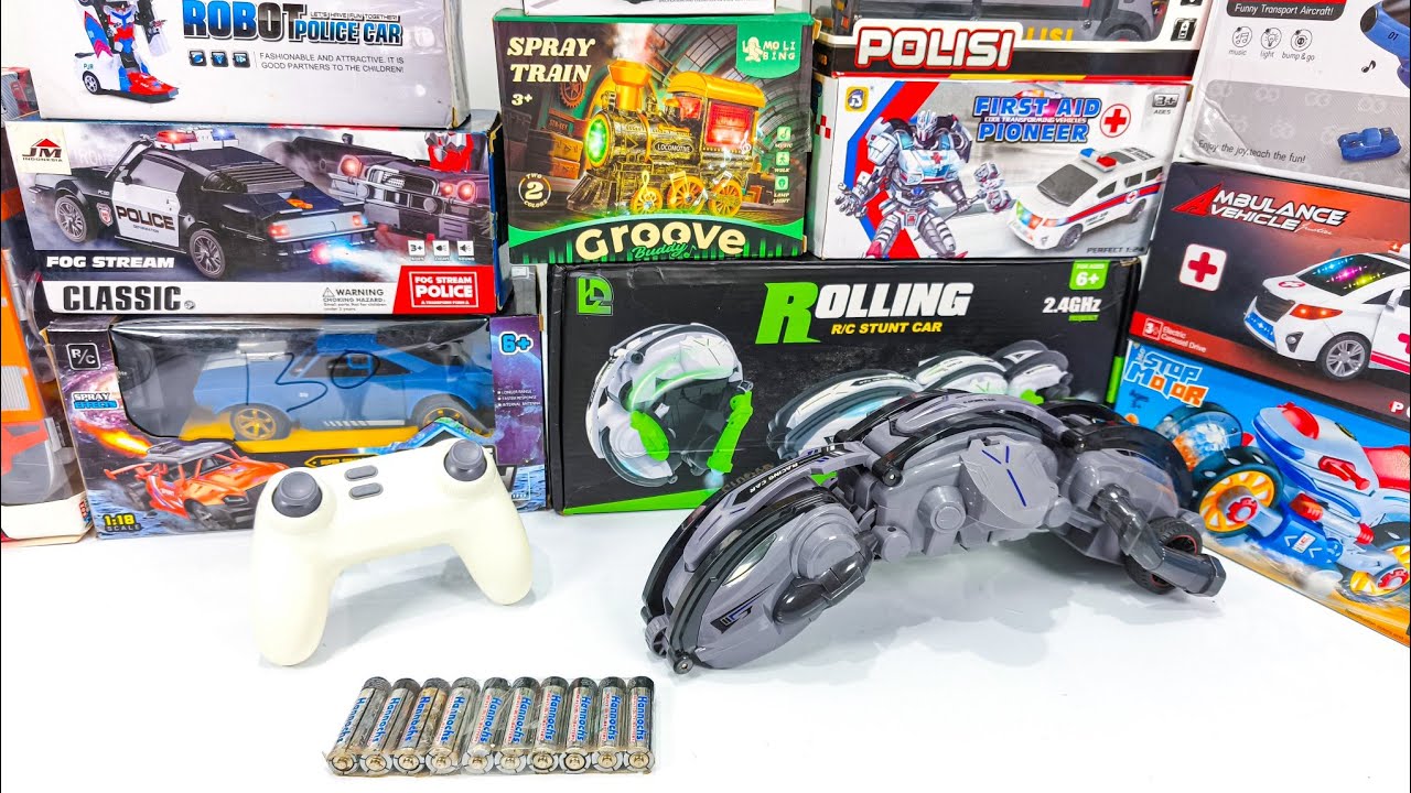 Unboxing Police Car Classic,Rolling Rc Stunt Car, Rc Racing Spray Car, Vintage Train Groove