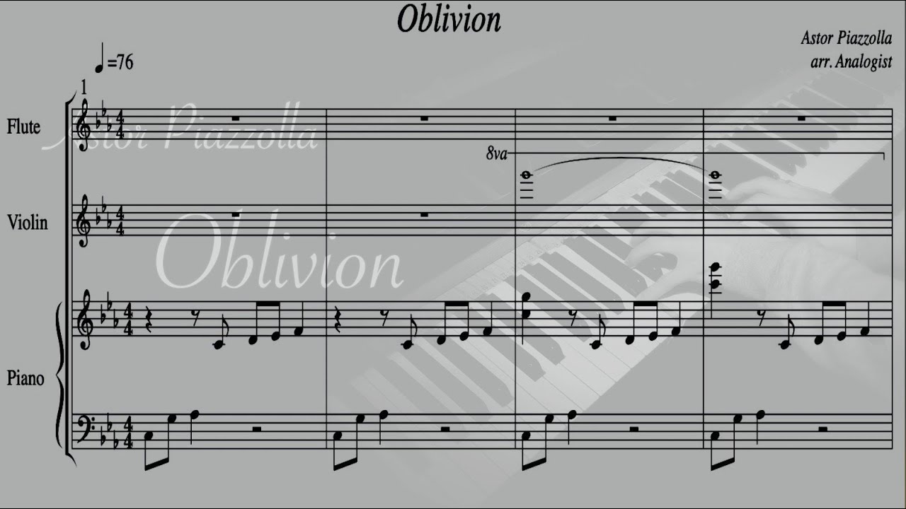 Oblivion - Astor Piazzolla - sheet/오블리비언(망각) - 피아졸라 - 악보