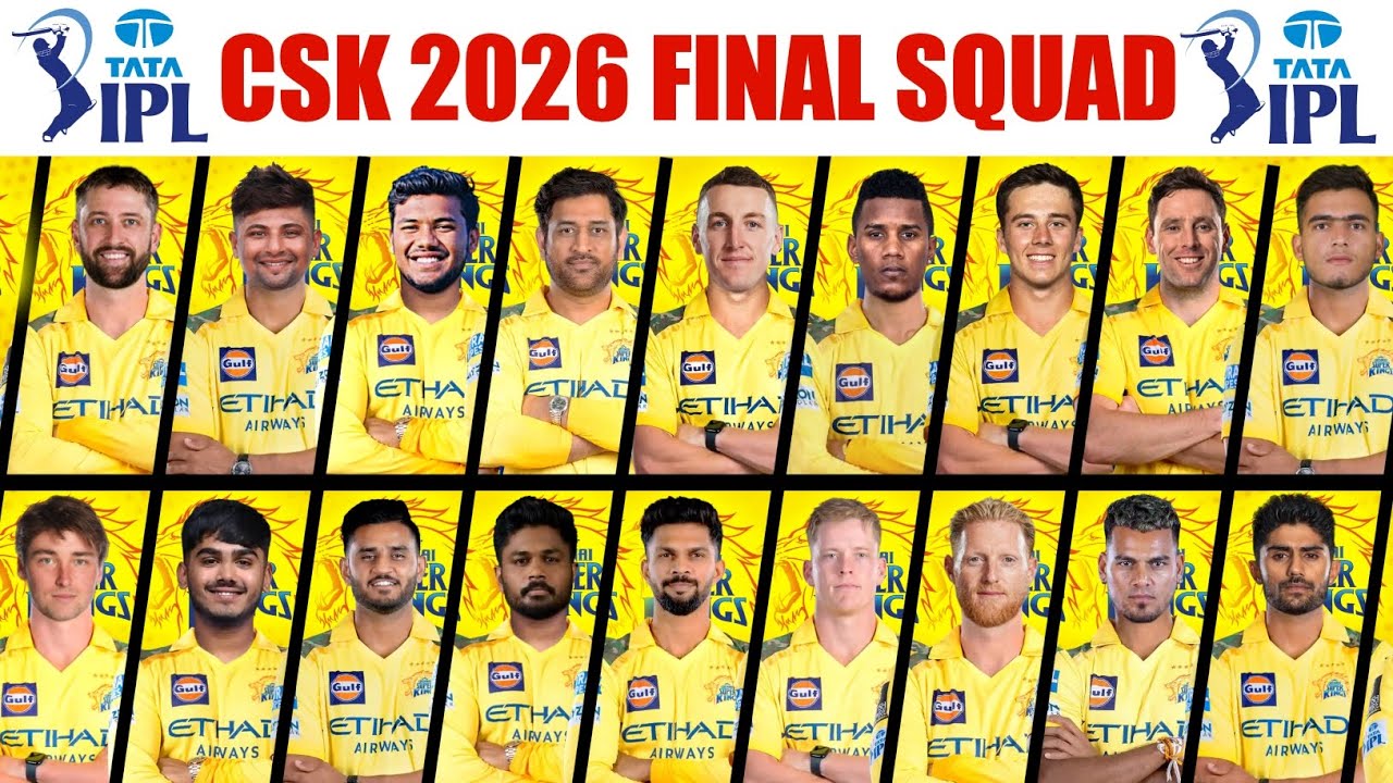 IPL 2026: Полный состав команды Chennai Super Kings на финал | Список игроков команды CSK 2026 | ...